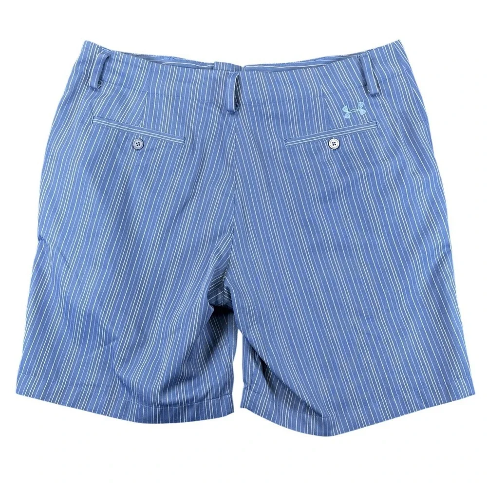 Under Armour Performance Pinstripe Golf Shorts Blue Mens 38 Athletic Summer READ
